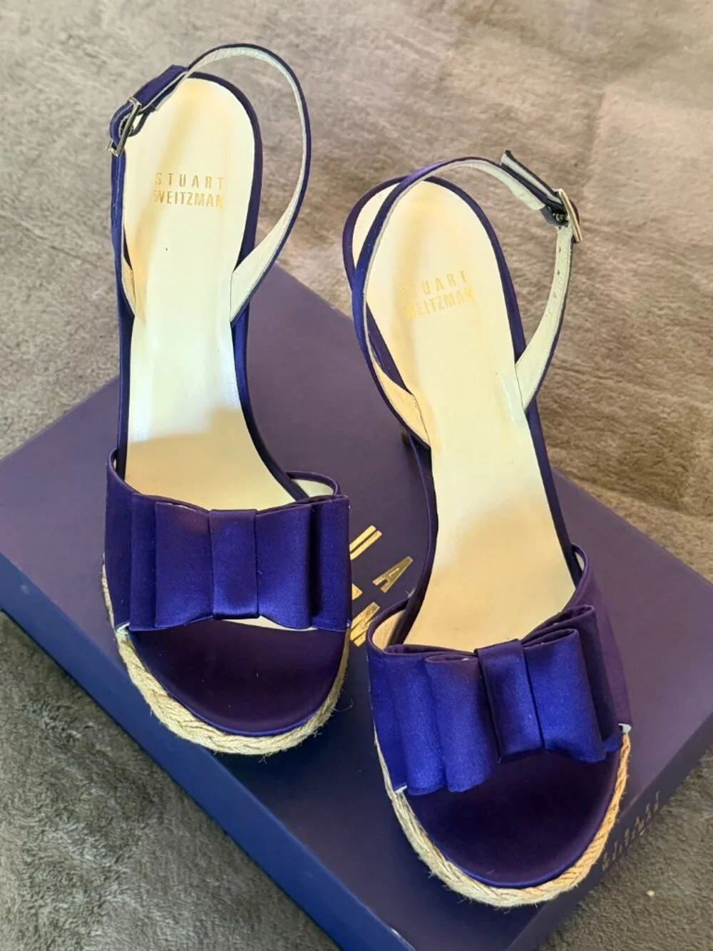 Stuart Weitzman Purple Satin Platform Heels – Women's Size 10